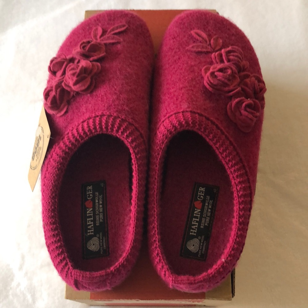 Haflinger Wool Flower Slippers Size 40EUR 9 US NWT